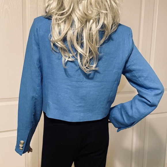 Jason Wu Notch Lapel Crop Blue Blazer NWT Size Small - Picture 4 of 13